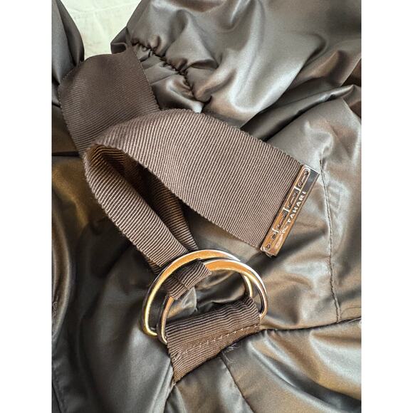 Tahari Coat Womens S Duck Down Long Zip Front Chocolate Brown Puffer Hooded - Picture 6 of 6